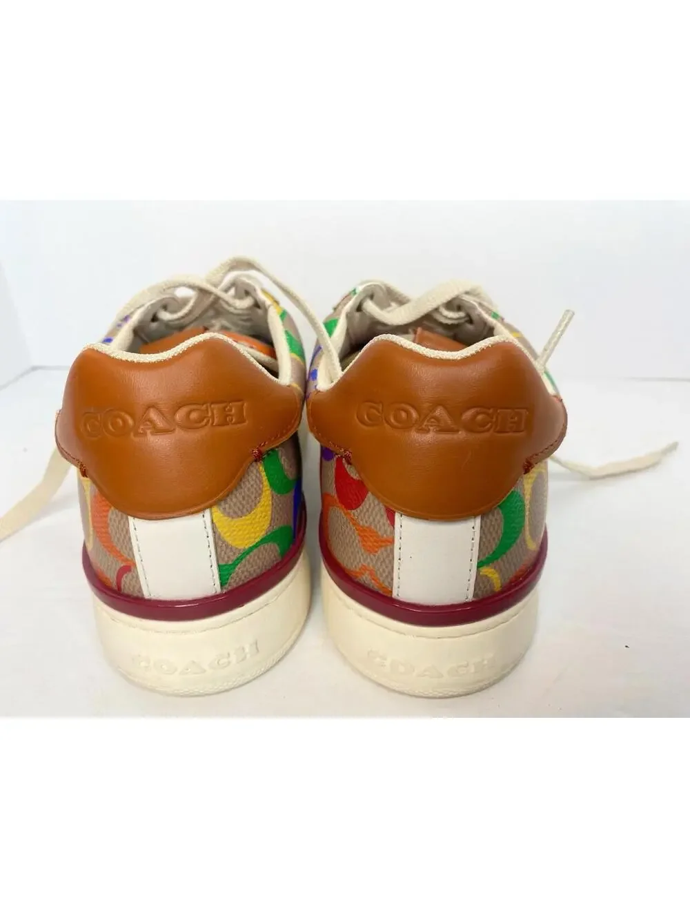 Coach Monogram Lowline Ladies Rainbow Coated Canvas Sneakers 7.5 B